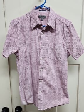 Saddlebred 1888 Tailored Short-Sleeve Patterned Dress Shirt